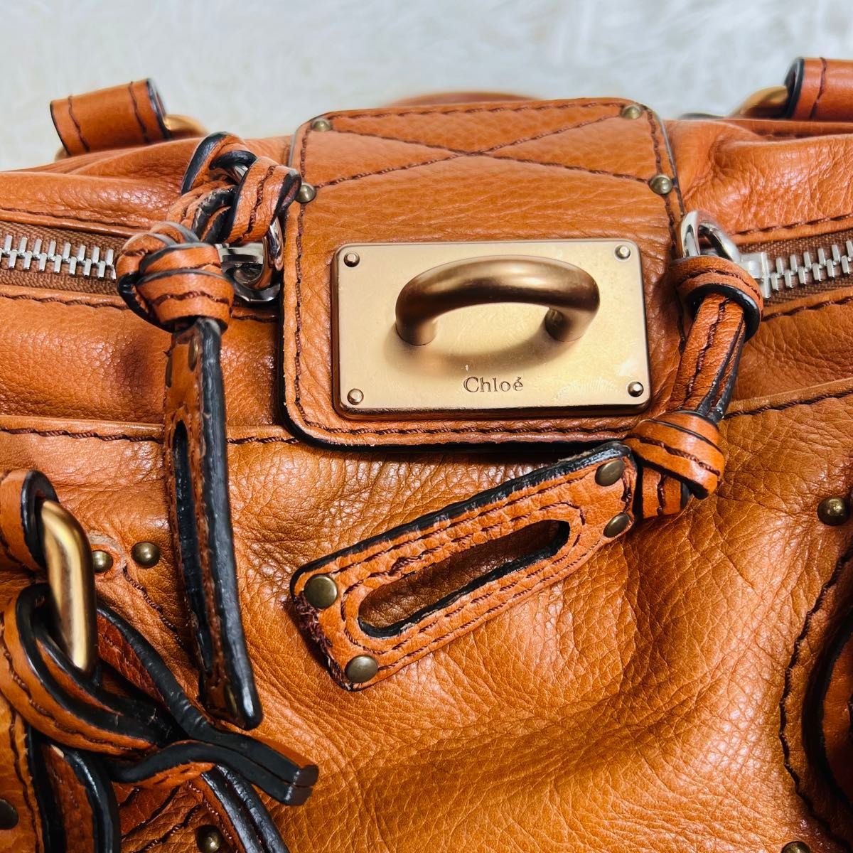 良品】Chloe クロエ パディントン ハンドバッグ 肩掛け ブラウン 鍵