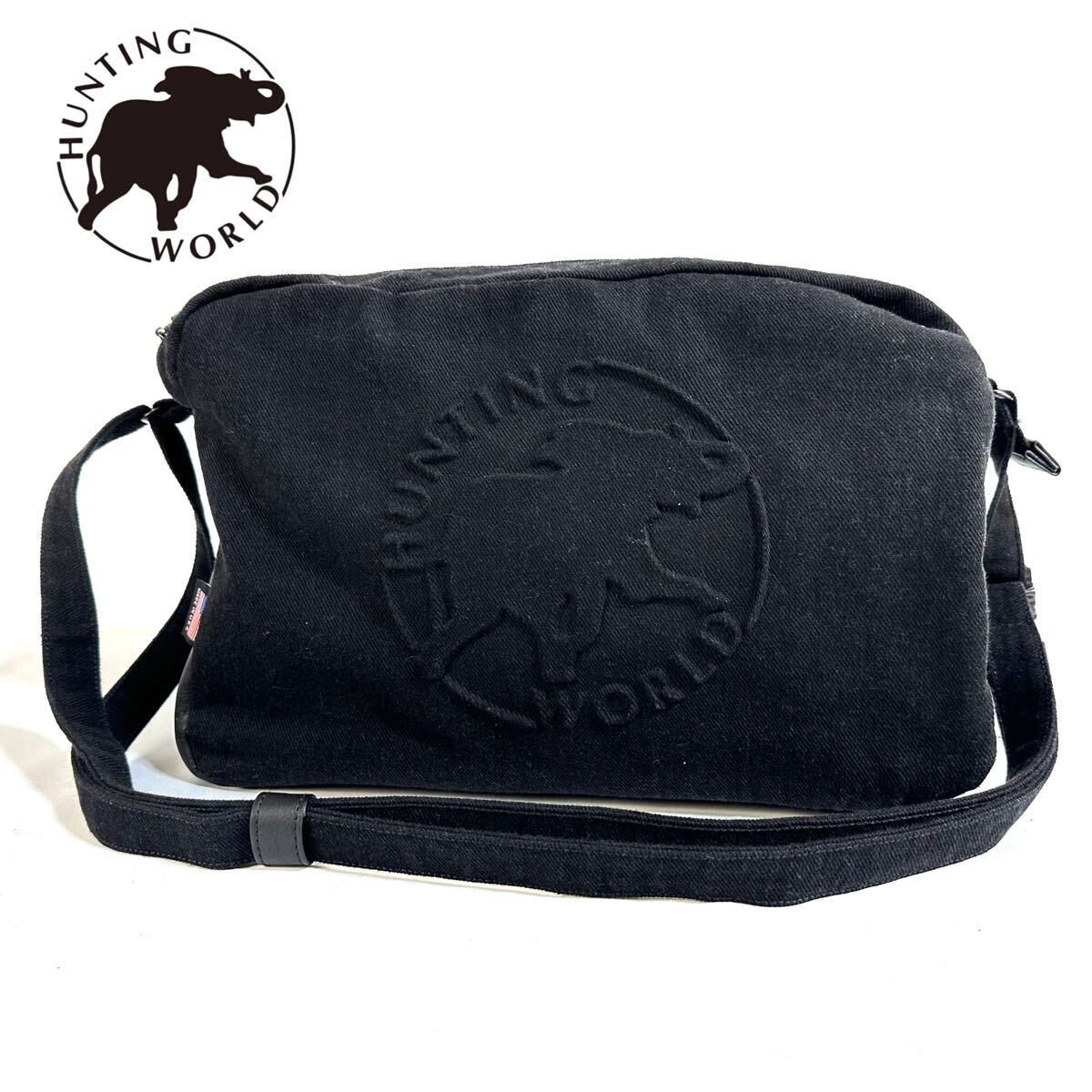 美品】HUNTING WORLD ハンティングワールド キャンバス デニム レザー