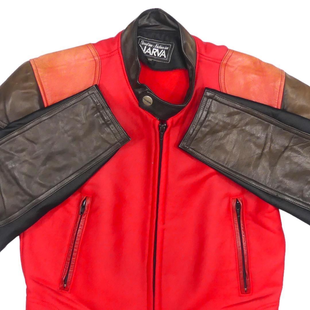 即決 NARVA メンズL レザーコンビレーシングスーツ ナルヴァ 黒 赤 本