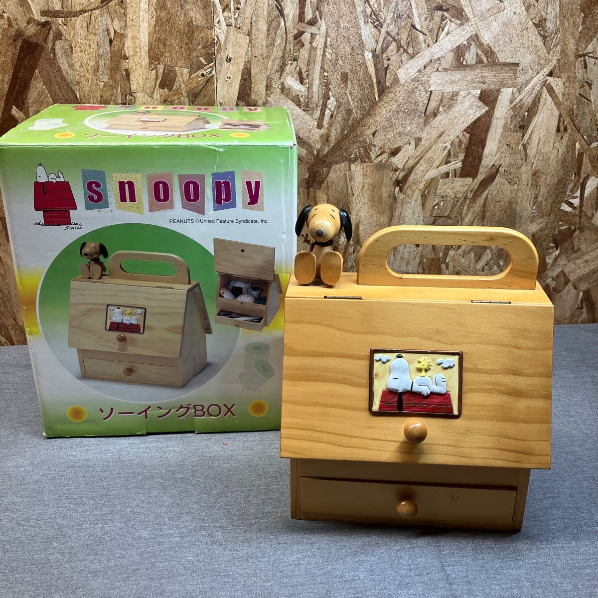 送料無料【N①2350】スヌーピー レトロ 木製 ソーイングボックス