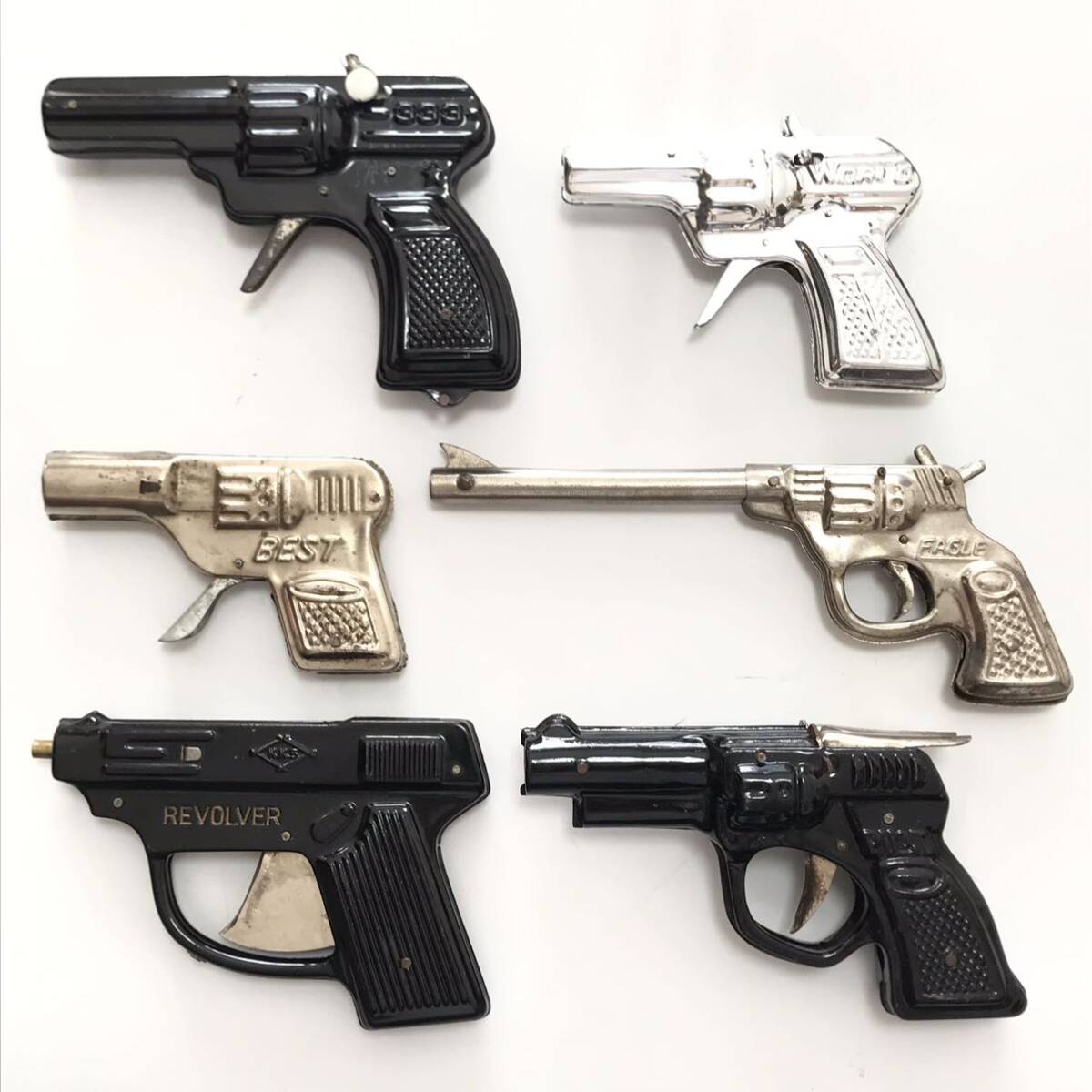 当時物ブリキピストル6個まとめて昭和レトロ駄菓子屋トイガンモデル