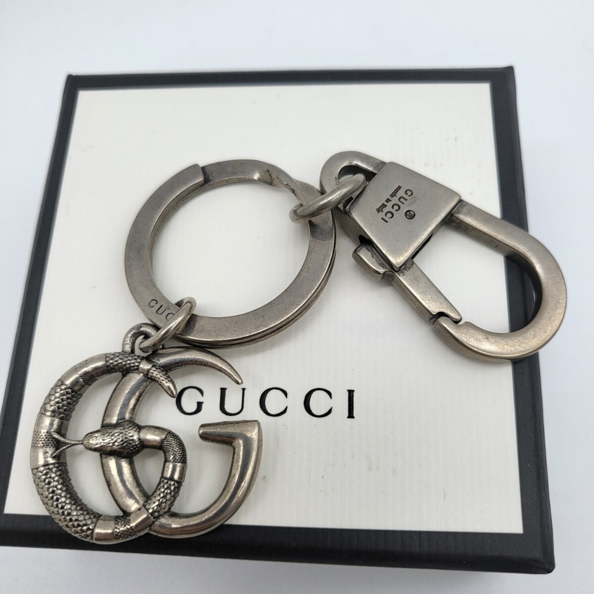 箱付き GUCCI グッチ キーリング キーホルダー GG マーモント スネーク