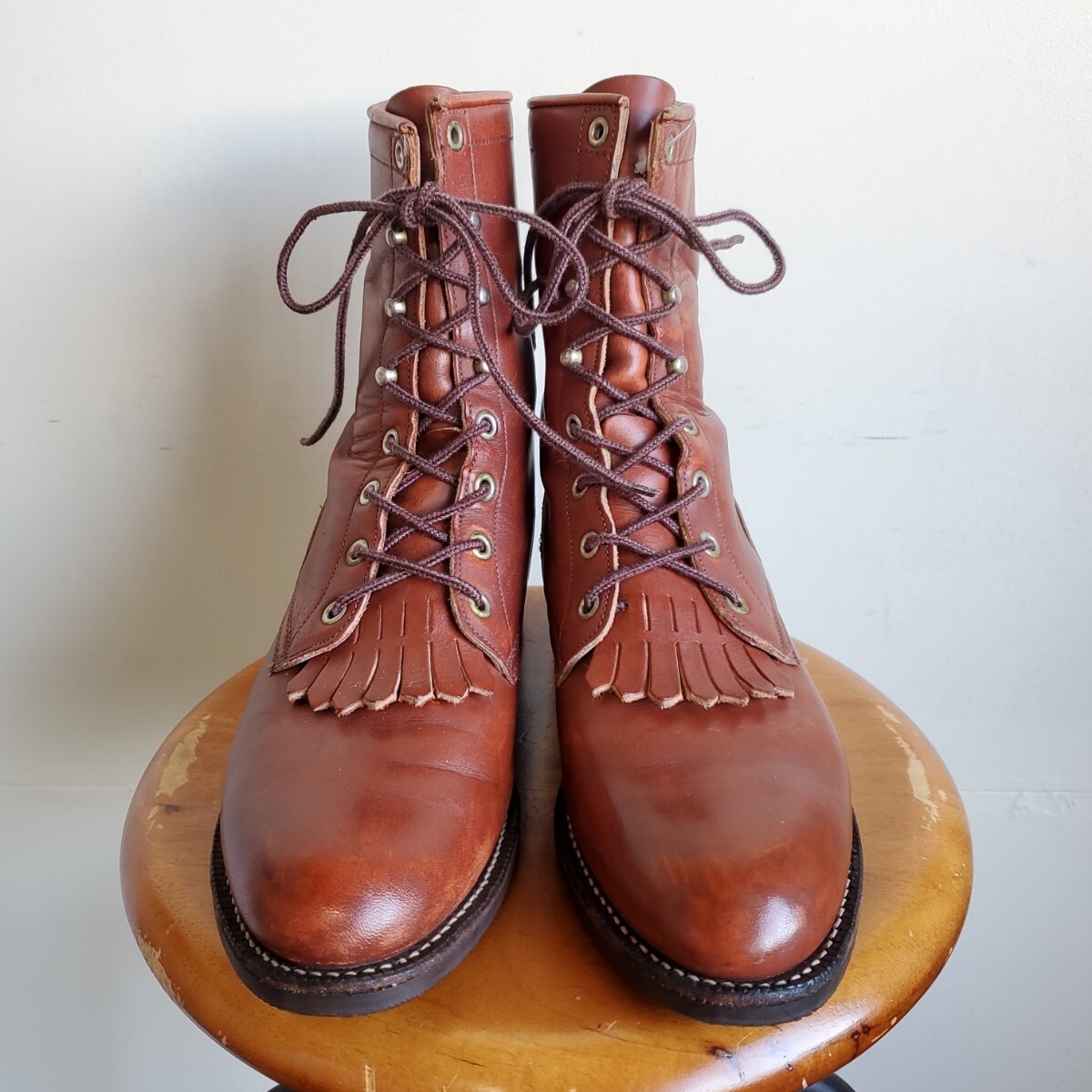 1019 【8B】USA製 JUSTIN ジャスティン レースアップ ウエスタンブーツ