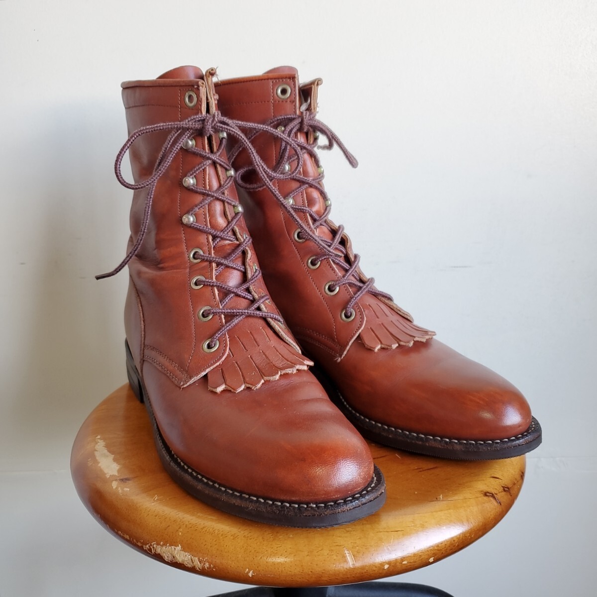 1019 【8B】USA製 JUSTIN ジャスティン レースアップ ウエスタンブーツ