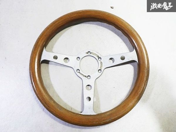 当時物ウッド製32Φ 3スポークステアリングホイール