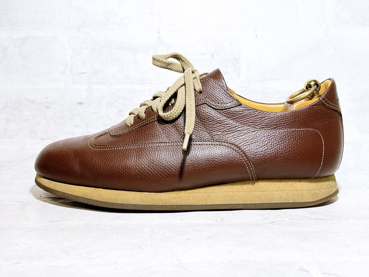 極美品】BURBERRY バーバリー 高級 レザースニーカー 本革 茶 25 5cm
