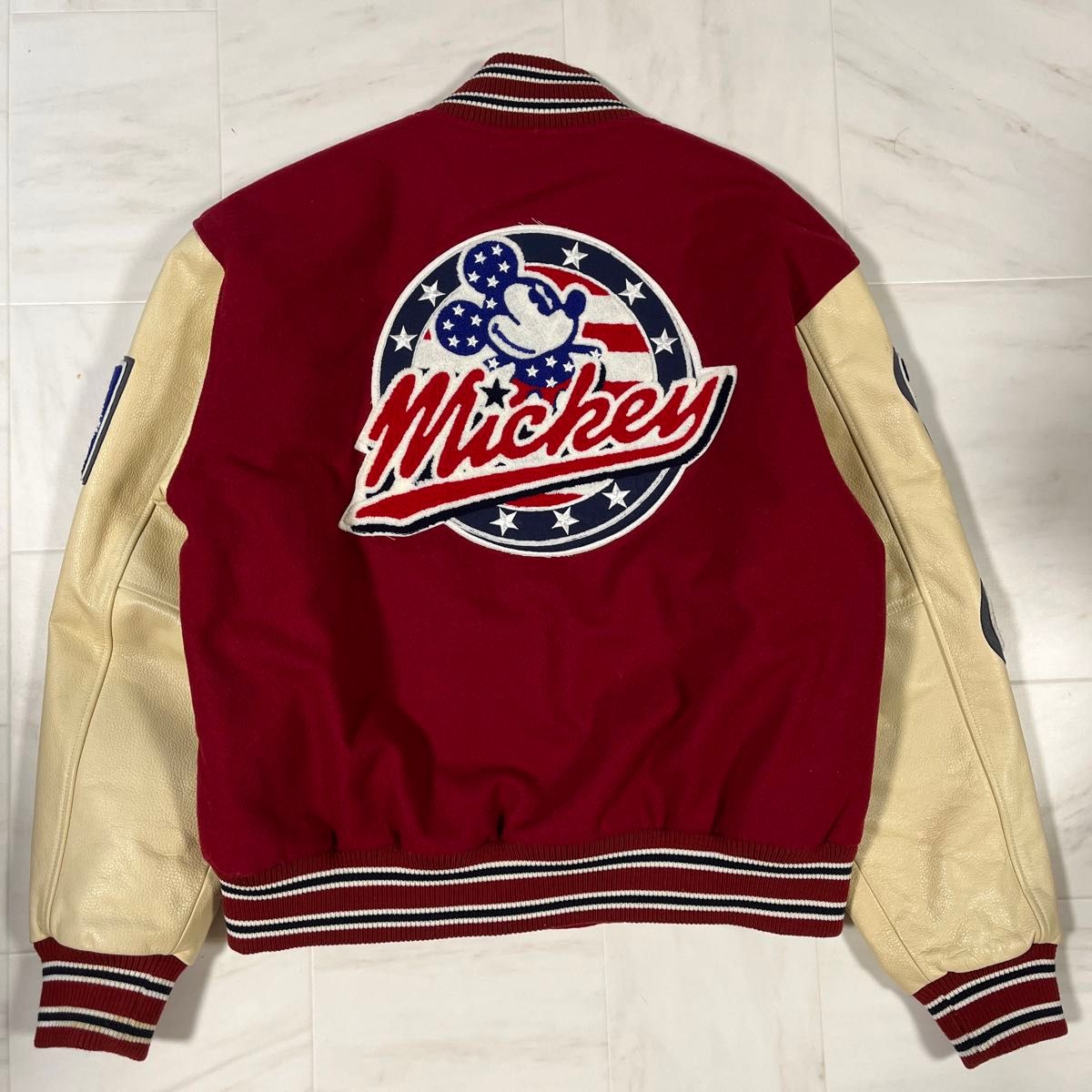 ディズニーランド ミッキー スタジャン レア 革 90s ディズニー