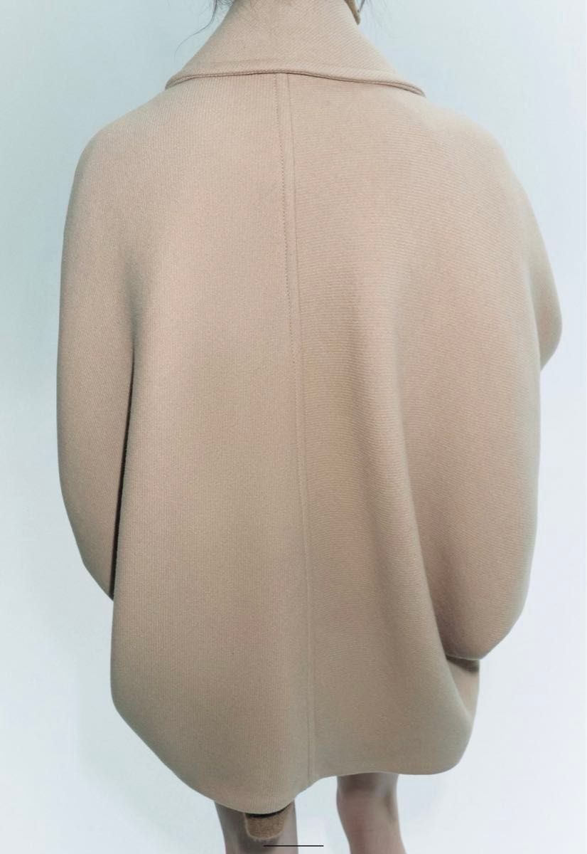 値下げ ZARA オーバーサイズウールコート ショート ベージュ xxxs-xxs