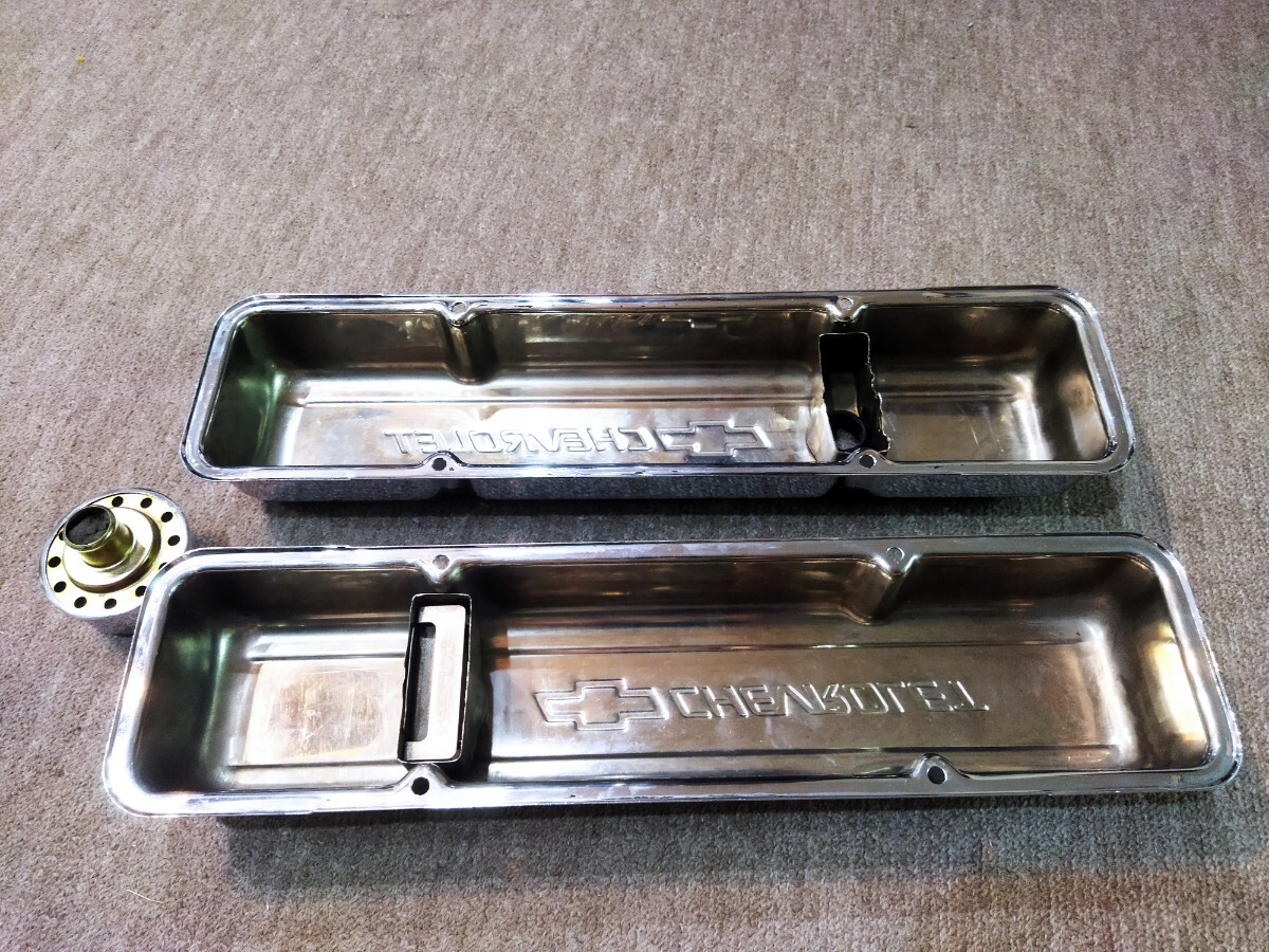 シボレー SBC サイドボルト バルブカバー クローム 350 305 ボウタイ