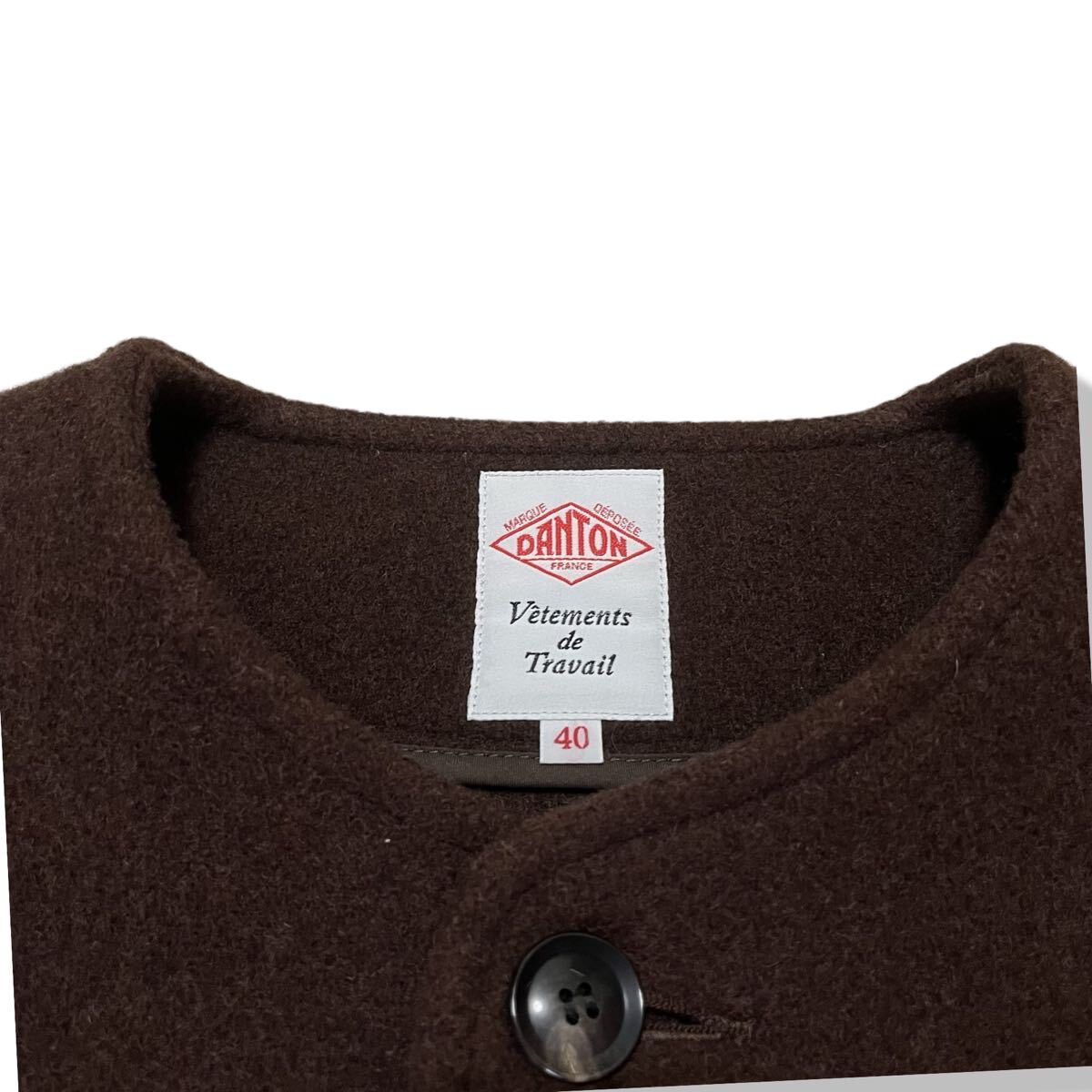 DANTON(ダントン) ウールモッサ ノーカラージャケット ダークブラウン