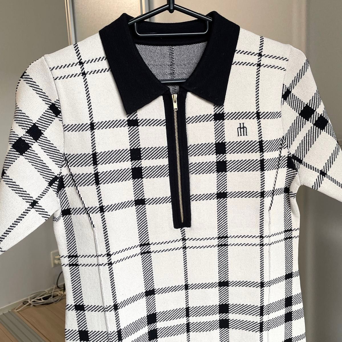 新品 her lip to Trois Logo Knit Mini Dress チェック ニット ミニ