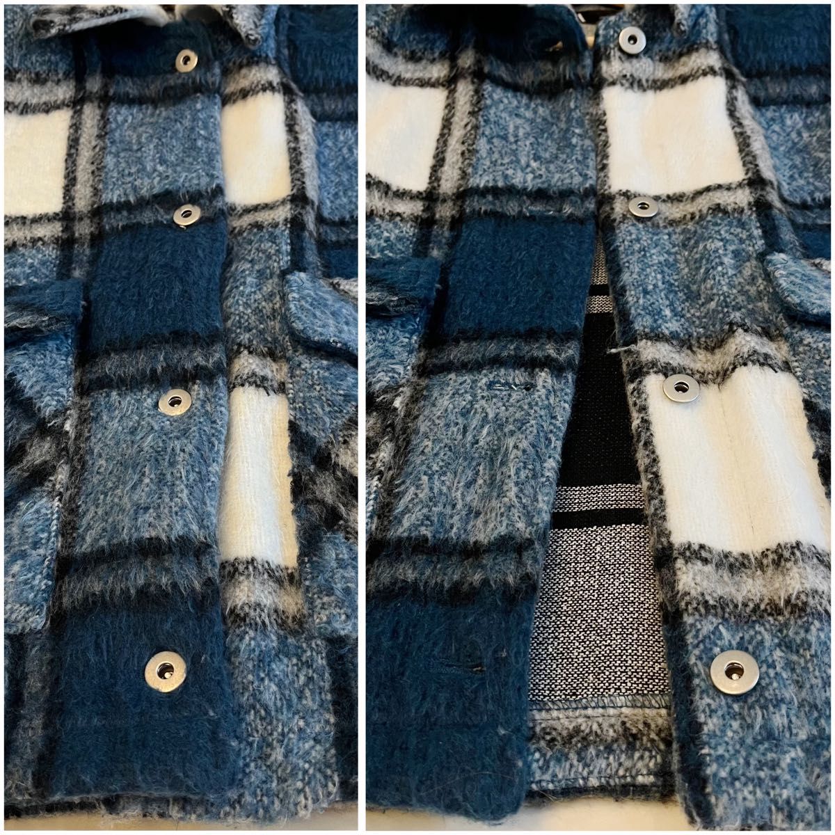 ザラ ZARA チェック シャギー・ボア ジャケット ブルゾン 上着