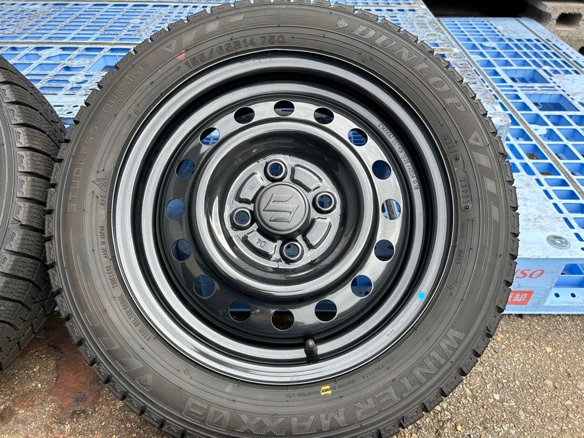 2022年製155/65R14 バリ山 ツブ有り スズキ純正鉄ホイール