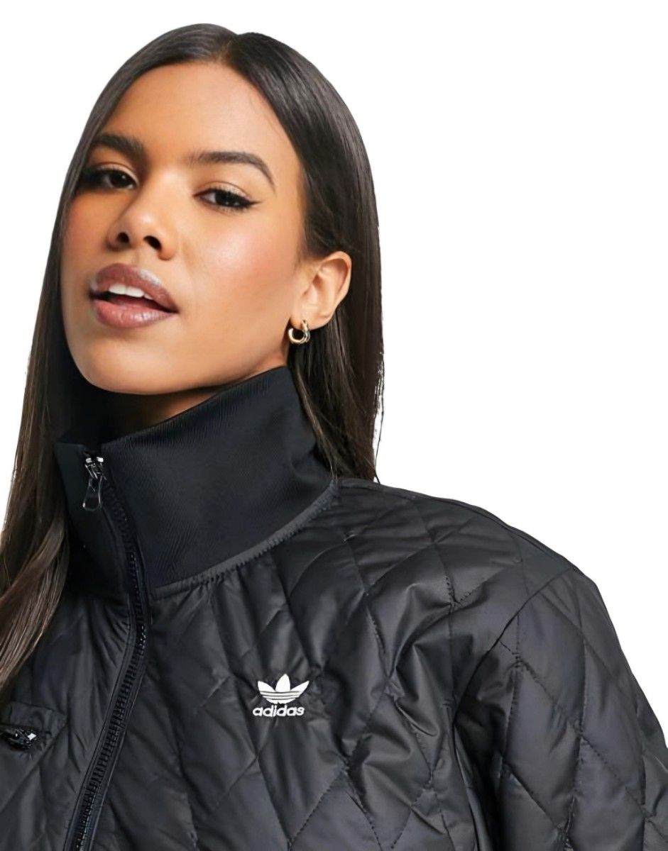 adidas 黒 XL キルティングジャケット パファージャケット 中綿