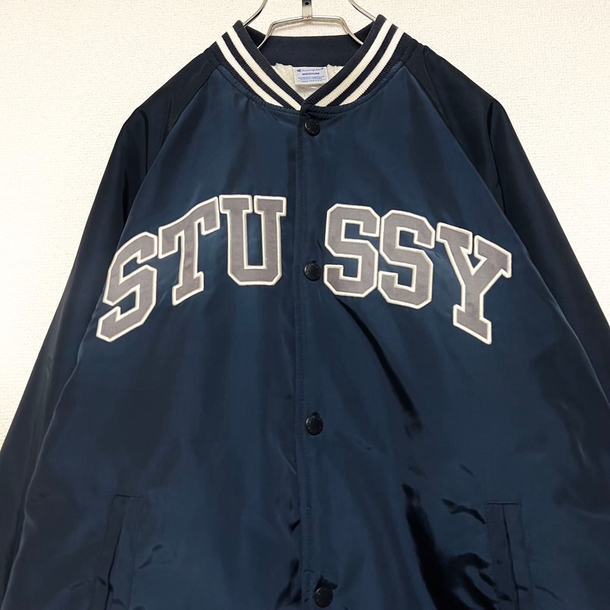 限定コラボ】ステューシー×チャンピオンスタジャン 刺繍ロゴ 裏ボア