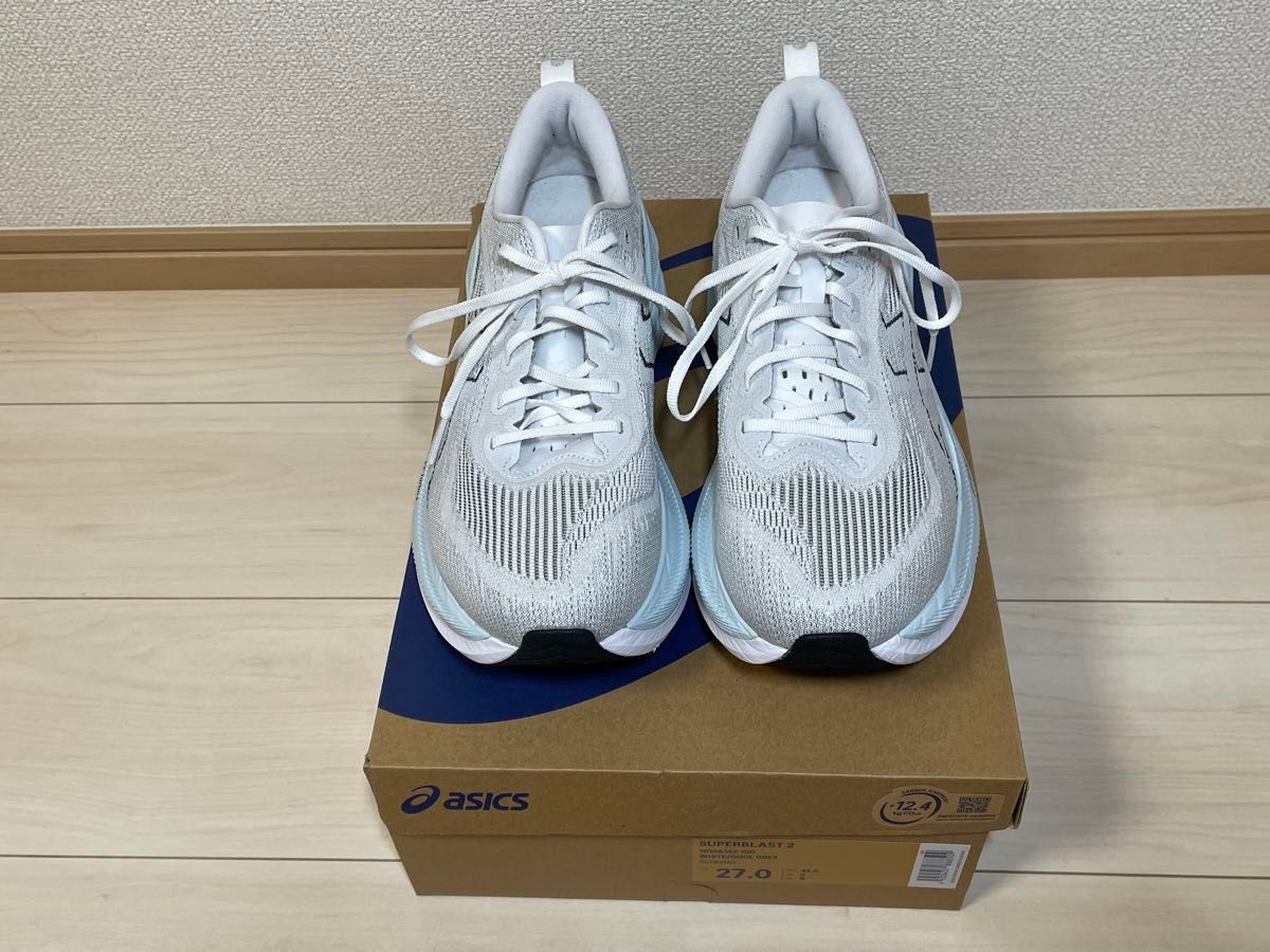 美品 asics アシックス スーパーブラスト2 27 0cm White/Cool Grey