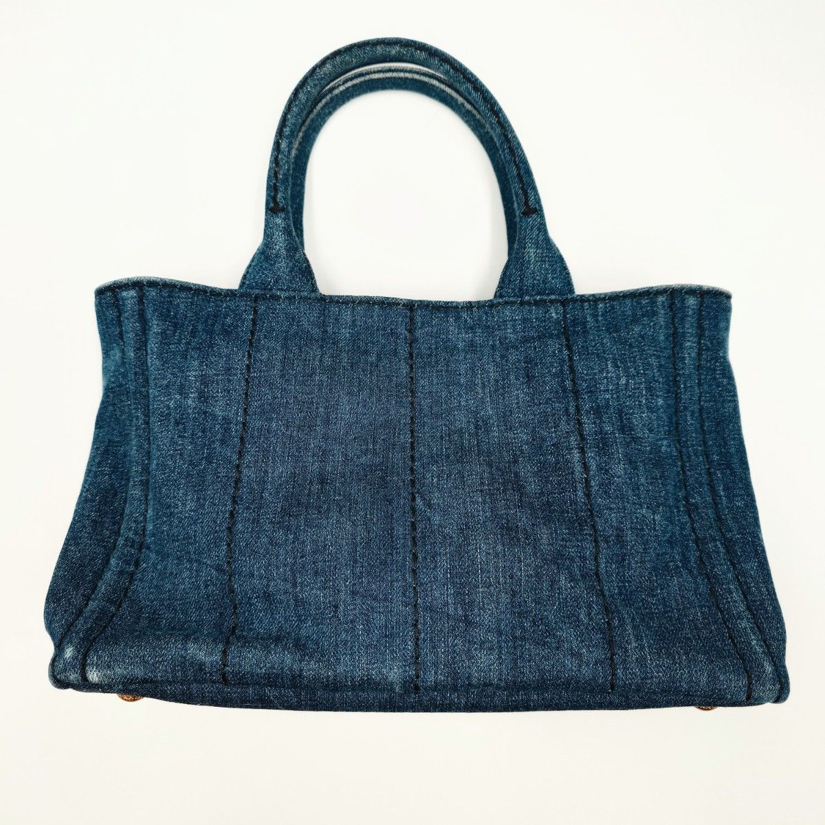 美品 プラダ カナパ S ミニ デニム トートバッグ ギャラ付き PRADA