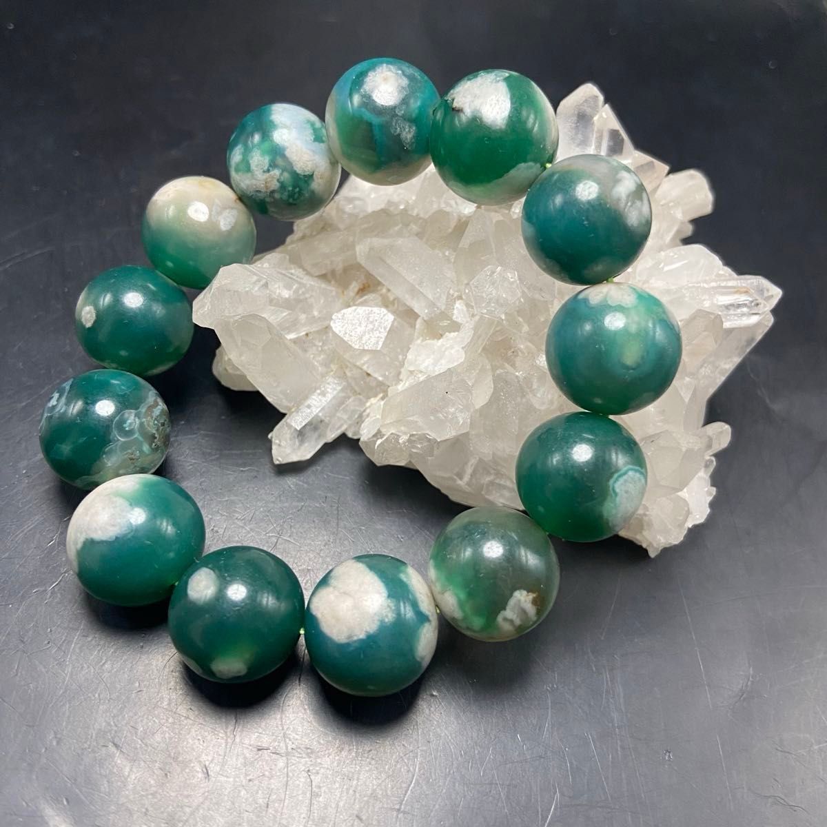 超美品 緑桜瑪瑙 大玉ブレスレット 15 5ミリ｜Yahoo!フリマ（旧PayPay