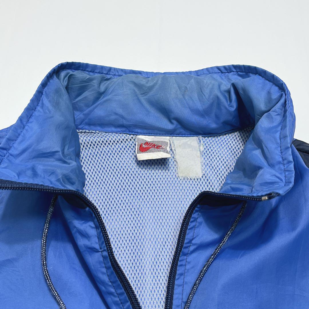 90's NIKE ナイキ 銀タグ ナイロンジャケット 青紺 L ワンポイント