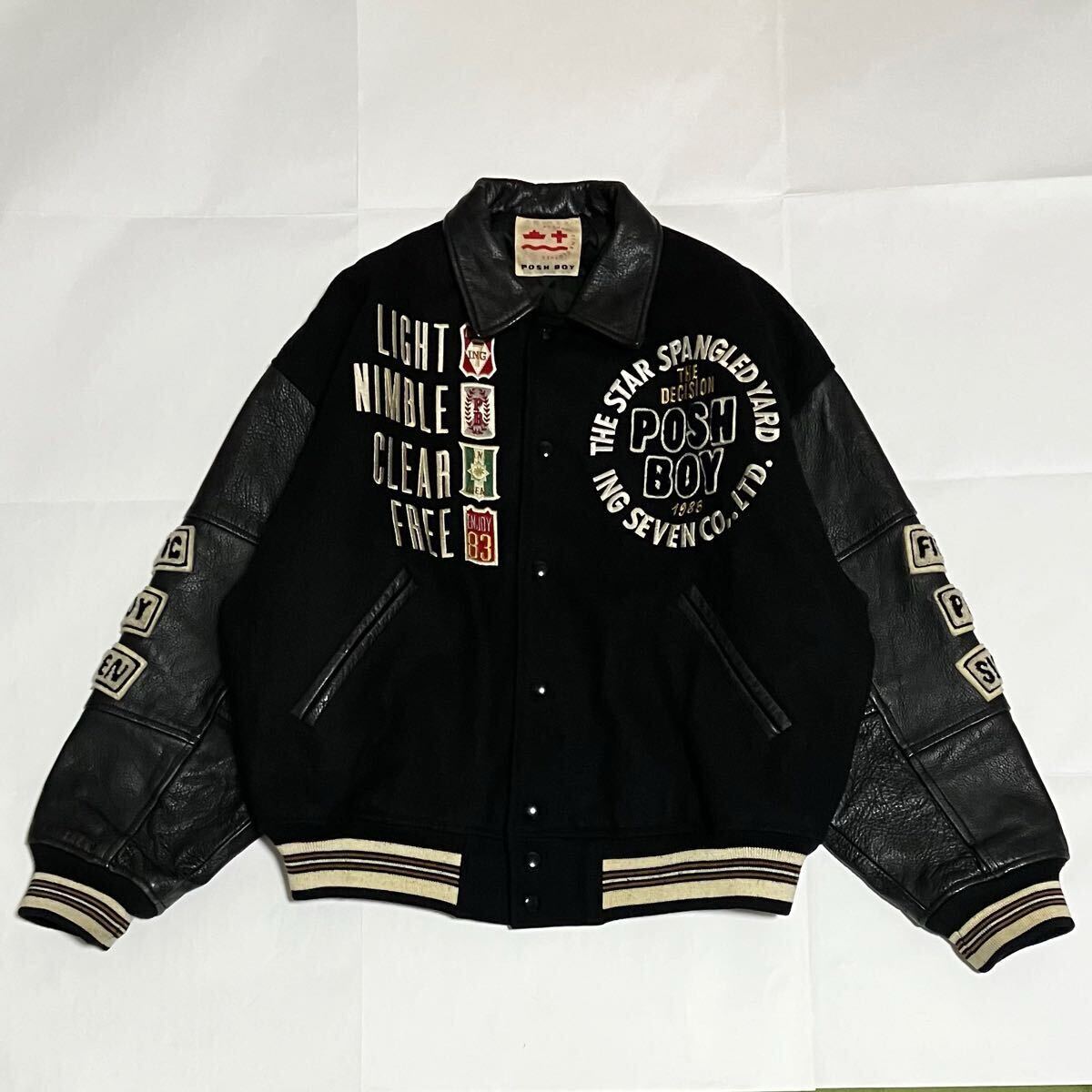 希少】POSH BOY ポシュボーイ スタジャン 牛革レザー 襟レザー