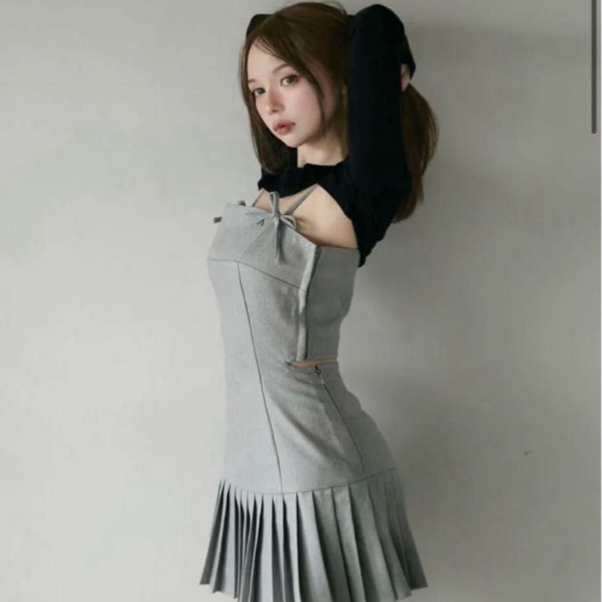 ANDMARY Karen knit set mini dress gray S アンドマリー｜Yahoo
