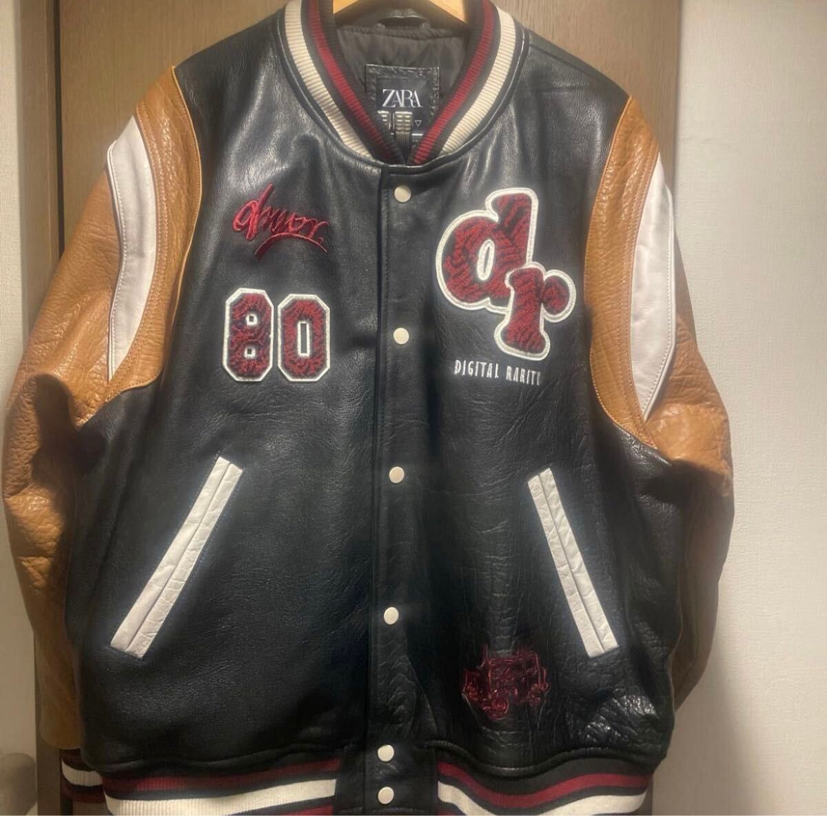 ZARA メンズ XLサイズ スタジャン ボンバージャケット 水牛革 クワガタ