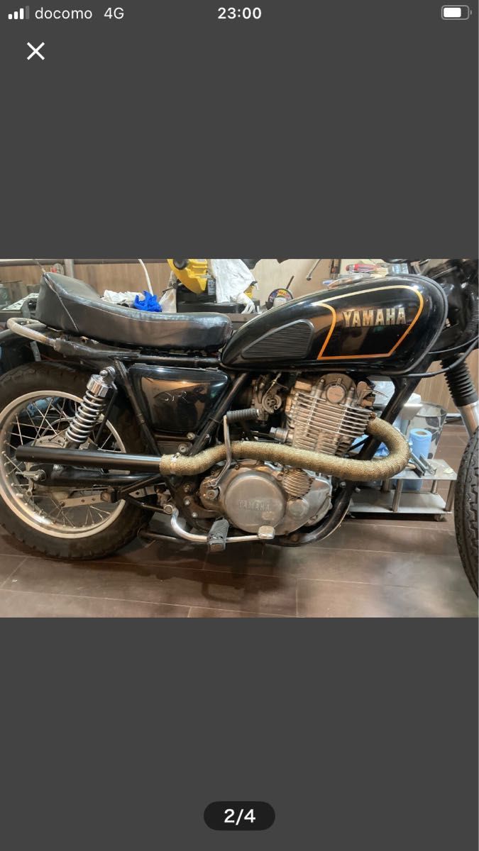 sr400 アップマフラー 耐熱黒塗装済み バンテージ巻き仕様 1jr