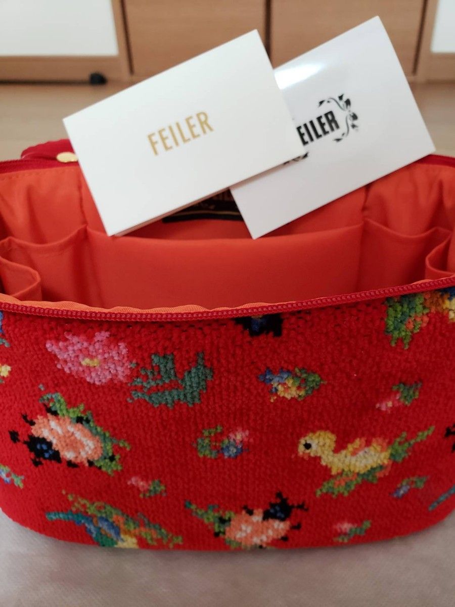 新品未使用 FEILER フェイラー ハイジ バニティ ポーチ レッド 赤