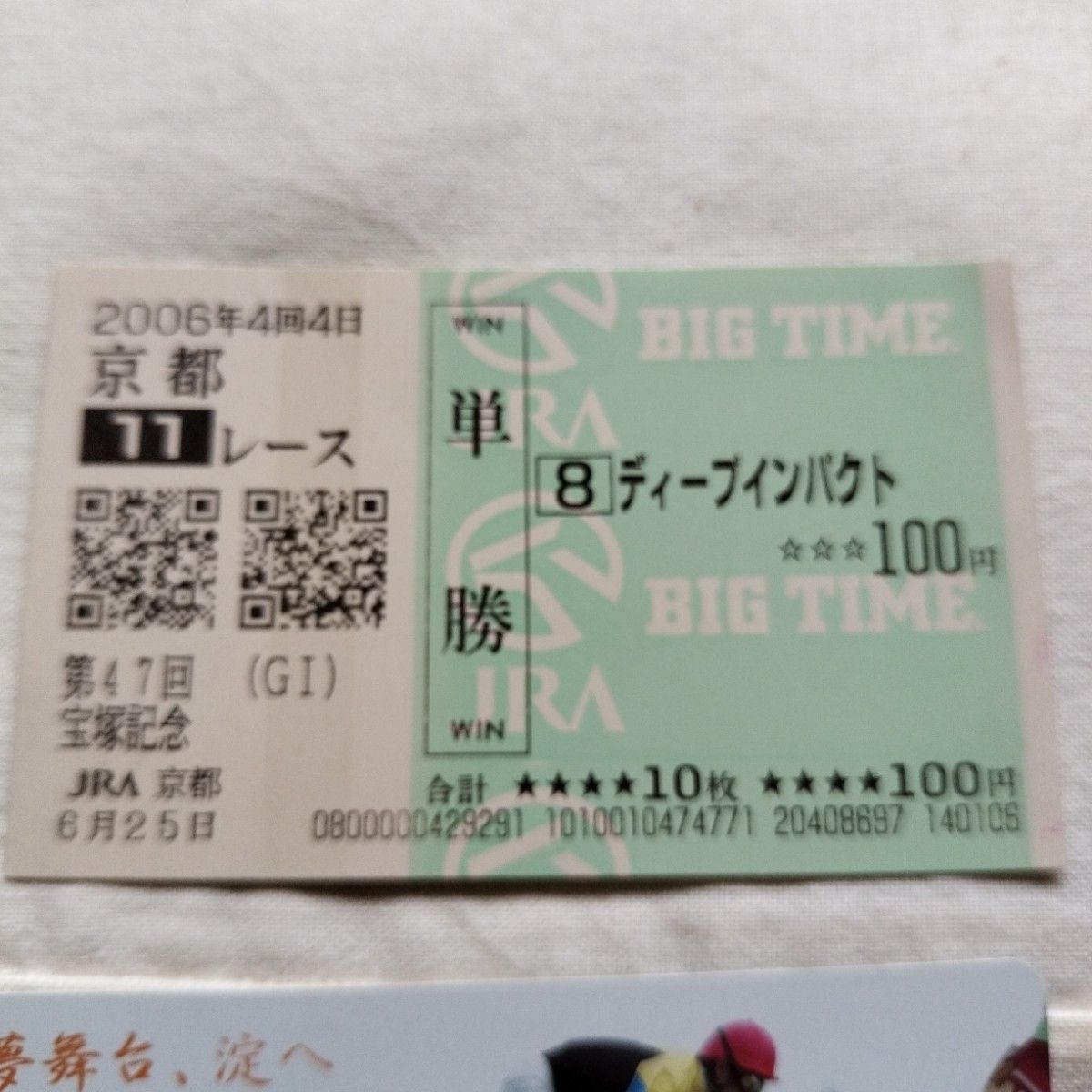 京都競馬場開設80周年 ディープインパクト ノベルティ&チケット｜Yahoo