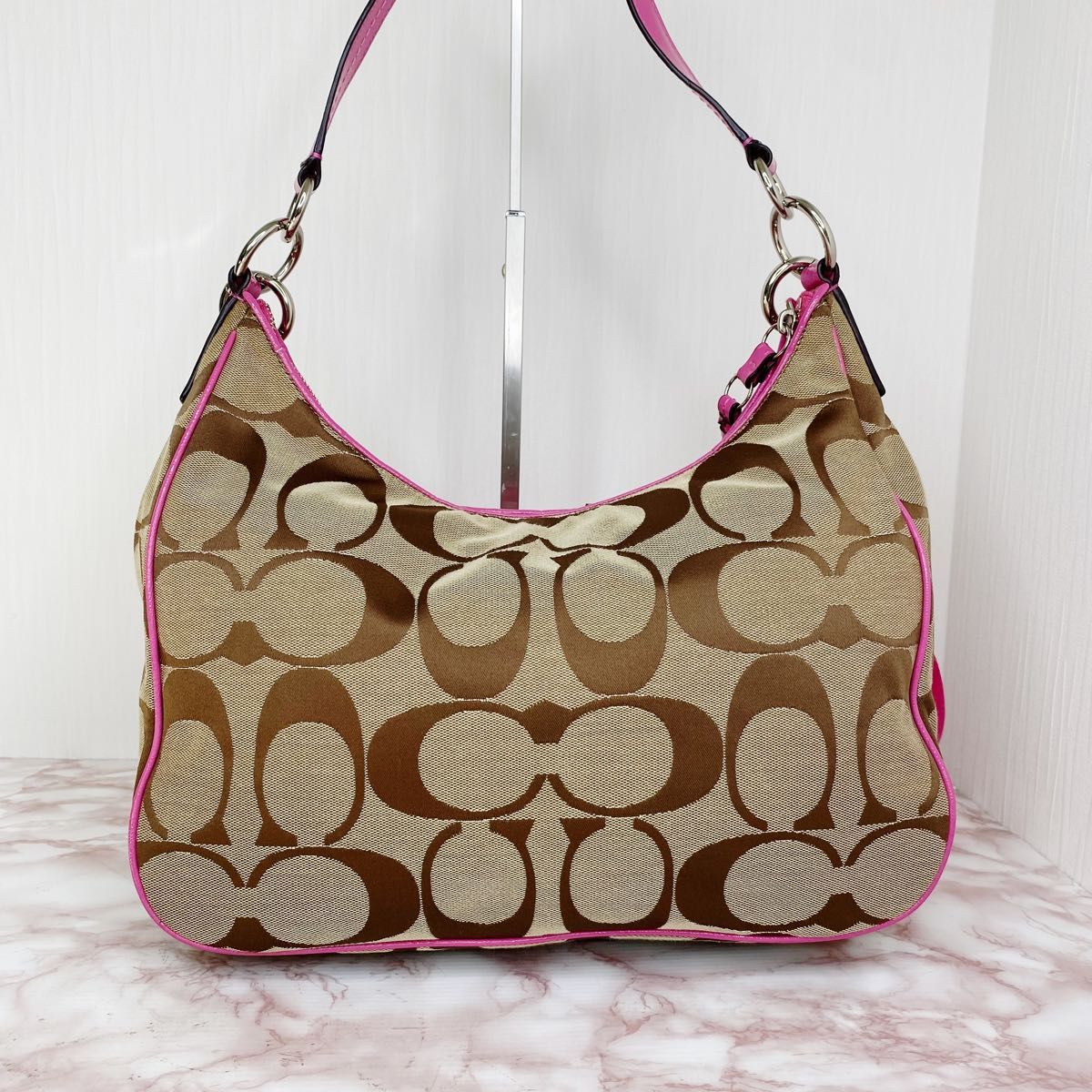 98 COACH コーチ シグネチャー ショルダーバッグ ハンドバッグ 2Way