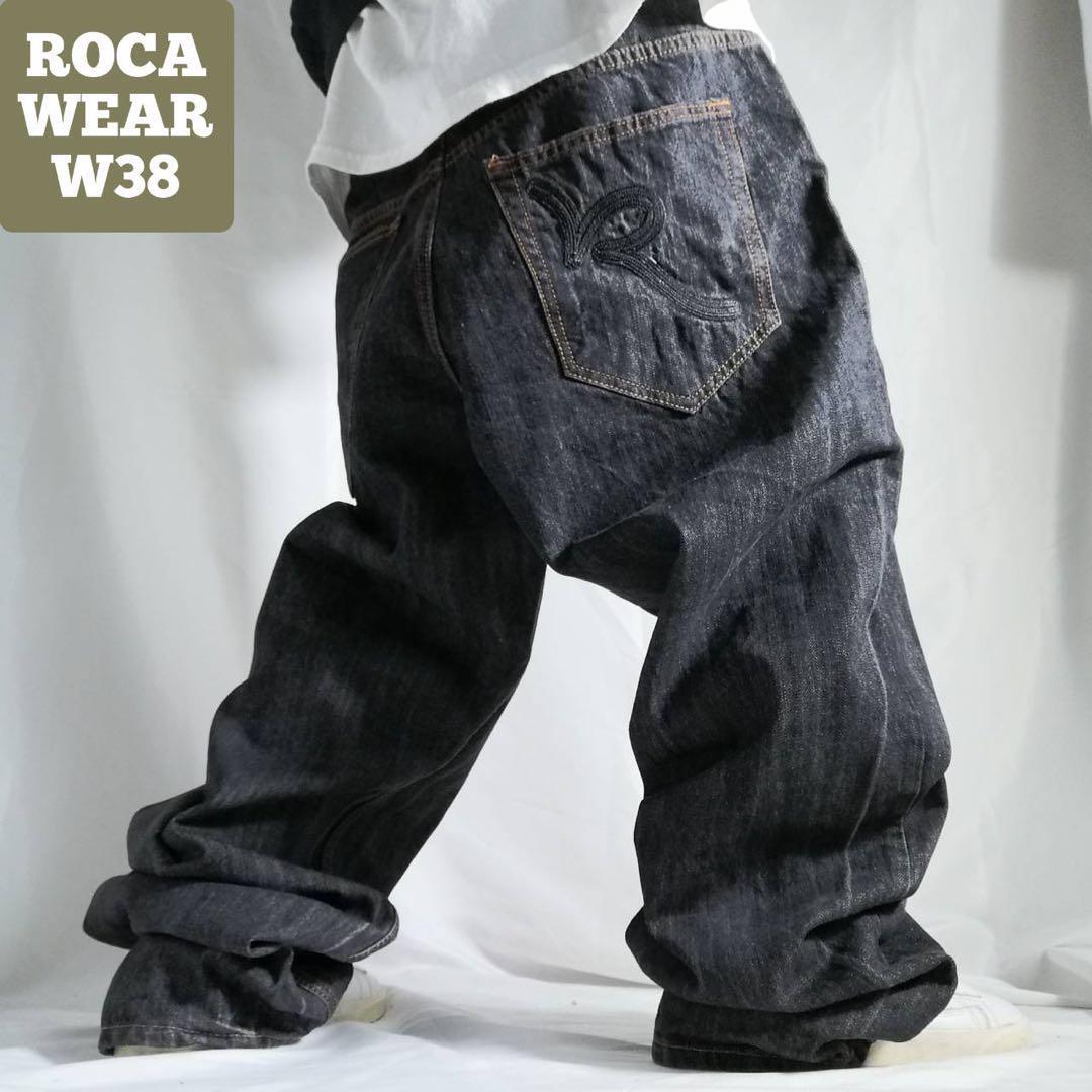 ロカウェア ROCAWEAR 先染め バギージーンズ ブラックデニム バギー