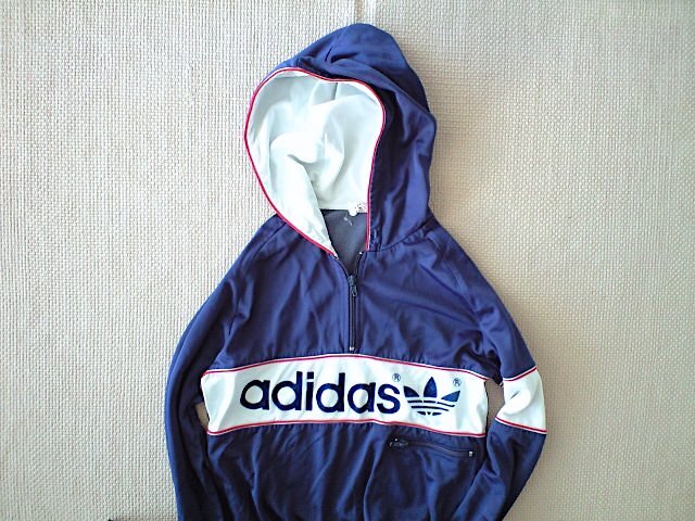 即決 80s 西ドイツ製 ヴィンテージ adidas ハーフジップ パーカー