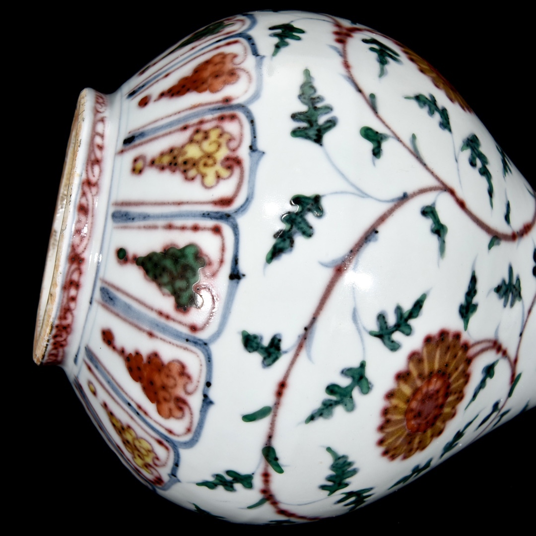 中国古美術 明洪武 青花釉裏紅麒麟紋梅瓶 青花磁 壺 唐物 時代物 古