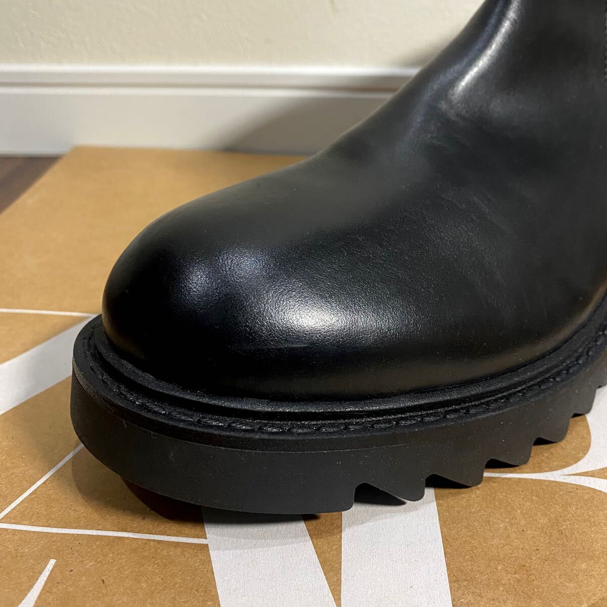 新品 ZARA 100%牛革 サイドジップブーツ 27 5cm 43 BLACK メンズ ザラ