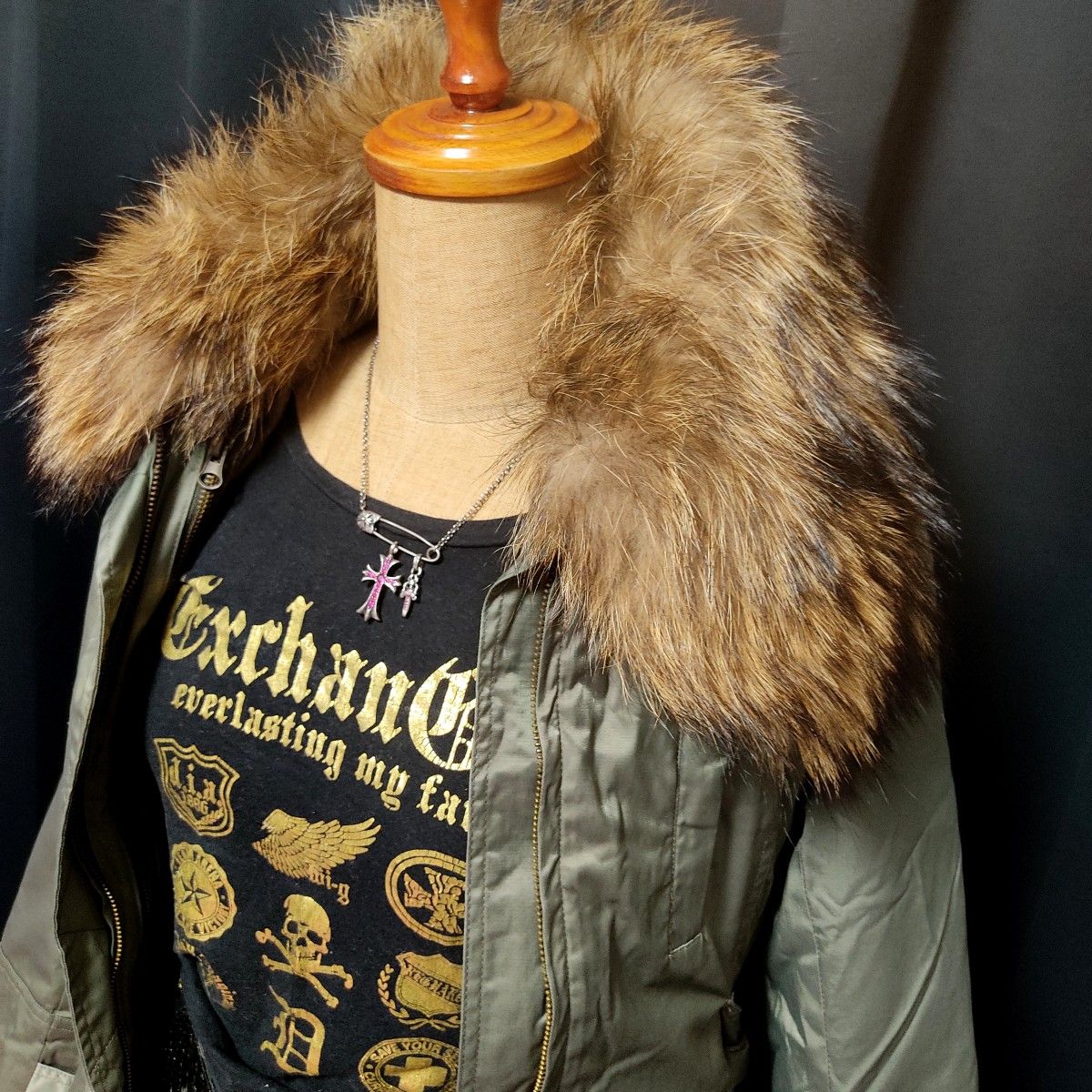 平成ギャル y2k ファー付き ミニタリー モッズコート フェアリー