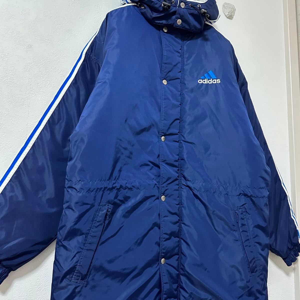 90s 万国旗タグ adidas/アディダス ナイロンジャケット 厚手 ネイビー
