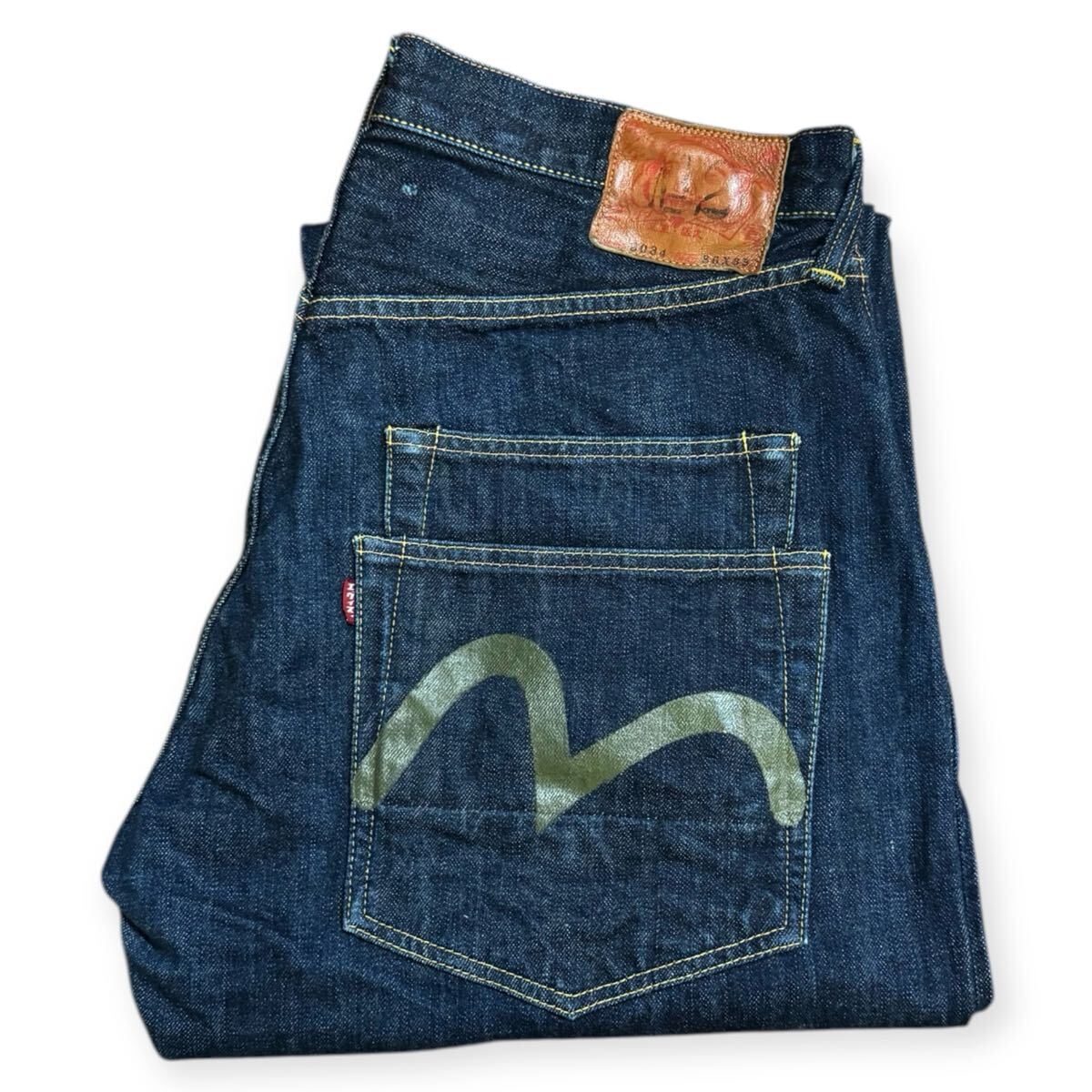 濃紺 雰囲気抜群 EVISU 2034 No 2 戒 カモメ デニムパンツ 赤耳 36×35