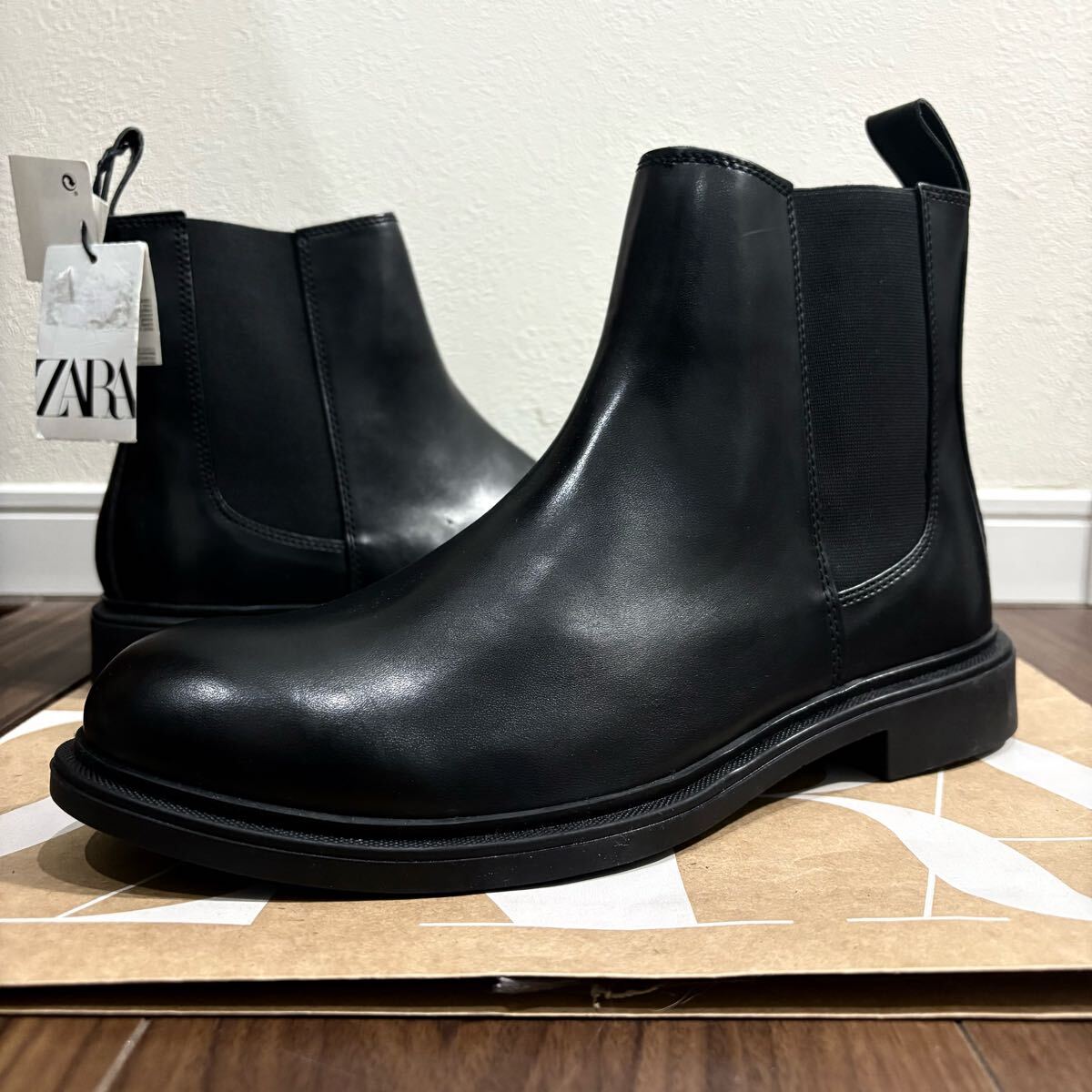 新品 ZARA チェルシーブーツ 27 0cm 42 ALL BLACK メンズ ザラ