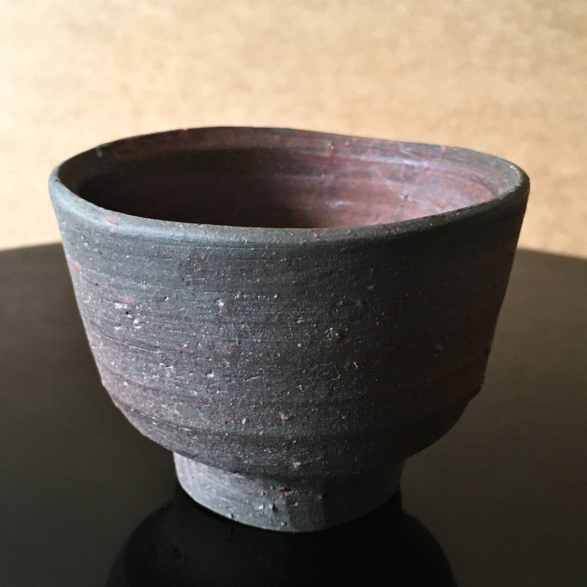 68】☆人間国宝・藤原雄先生 藤原啓先生・長男 備前焼酒杯 ぐい呑 共箱