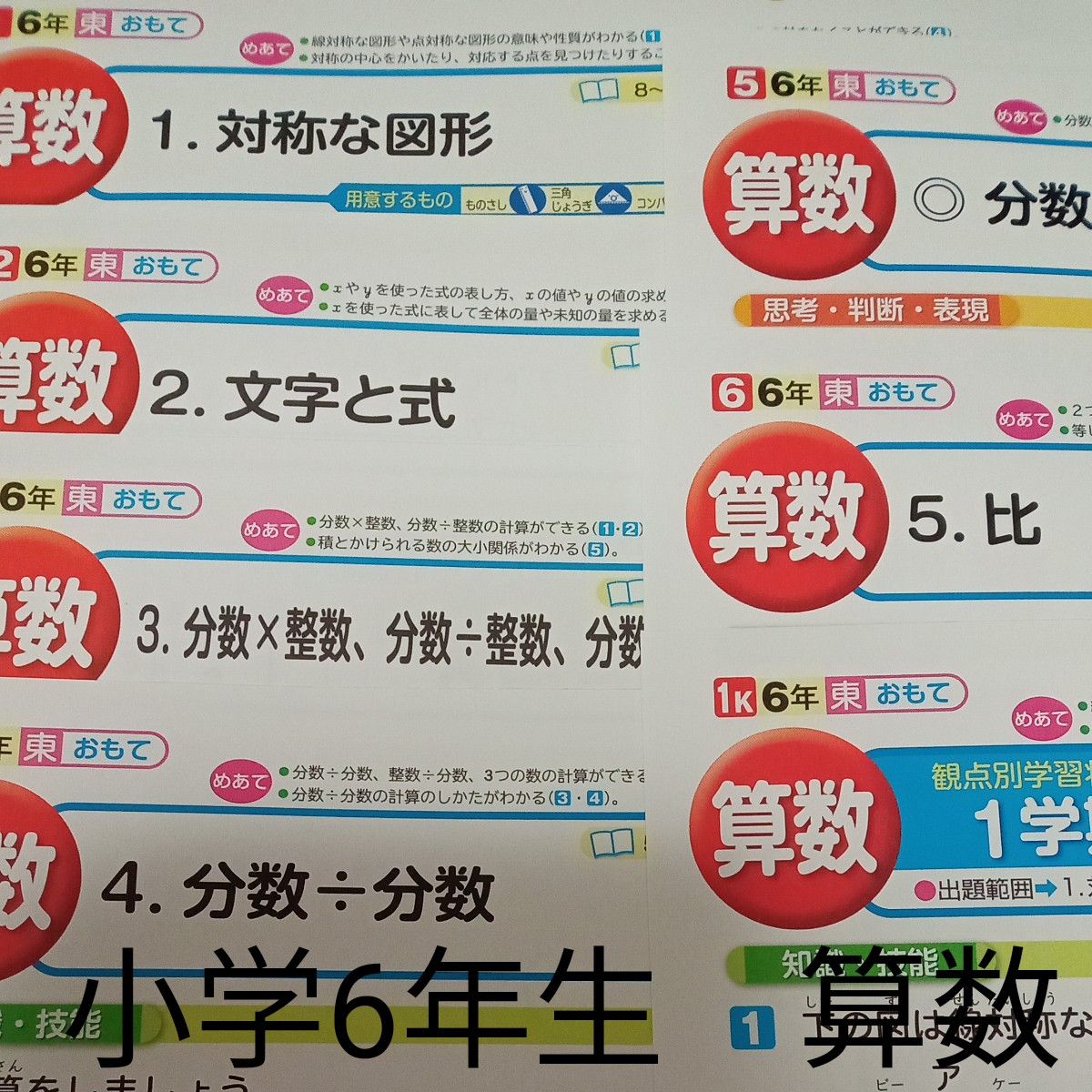 小学6年生 算数 教育同人社 一学期 カラー テスト 東京書籍 未使用