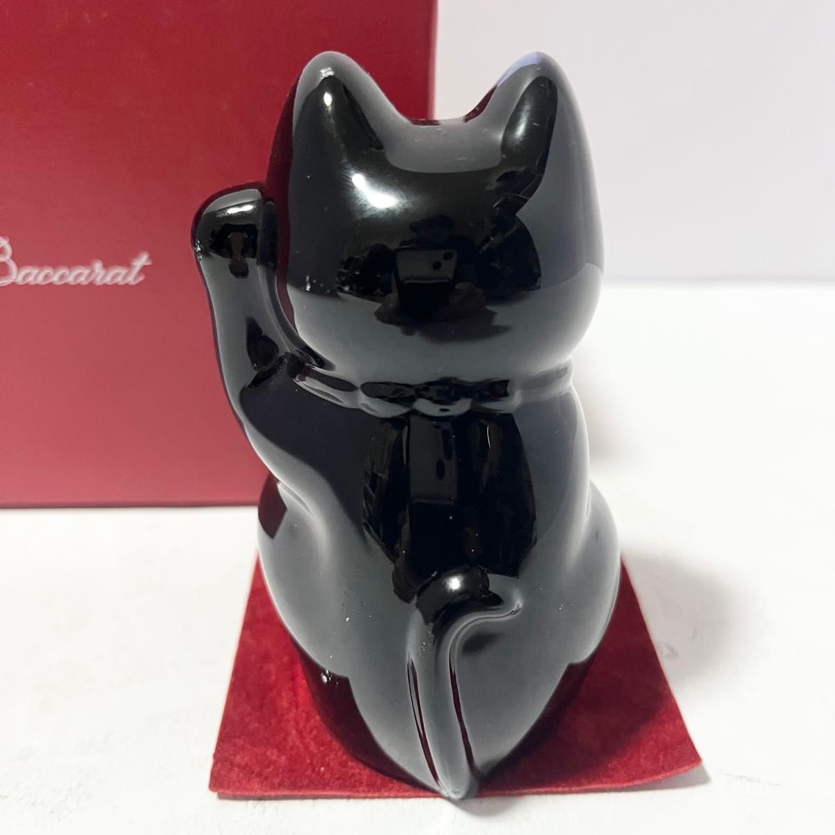 バカラ 招き猫 ミッドナイト フィギュリン ラッキーキャット 幸運