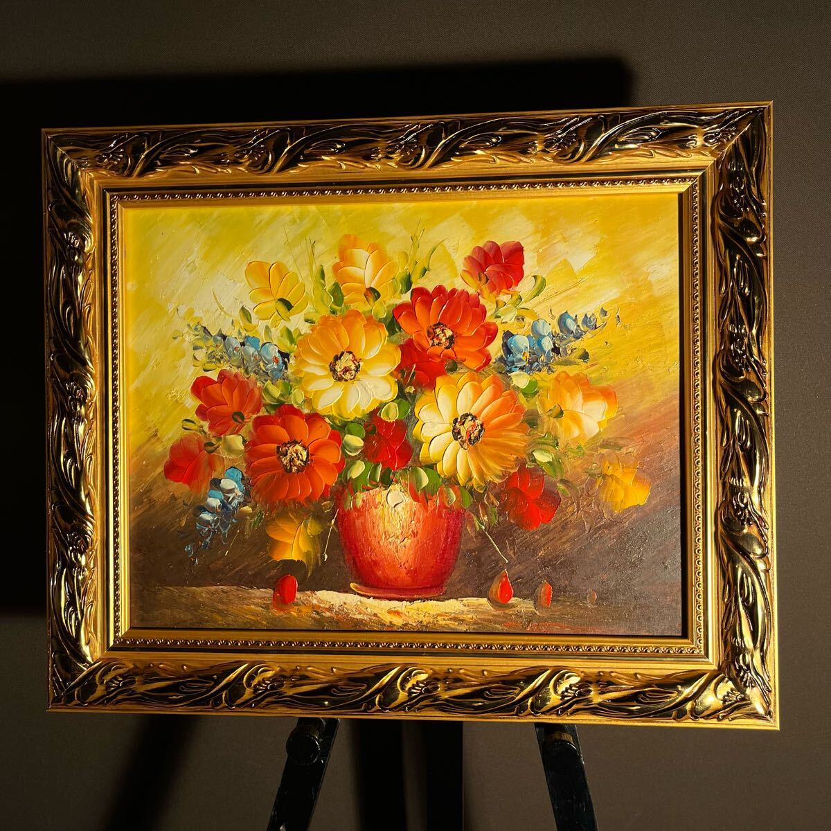 手描き油絵 花瓶の花 額付 インテリア 油彩画 肉筆絵画｜Yahoo!フリマ