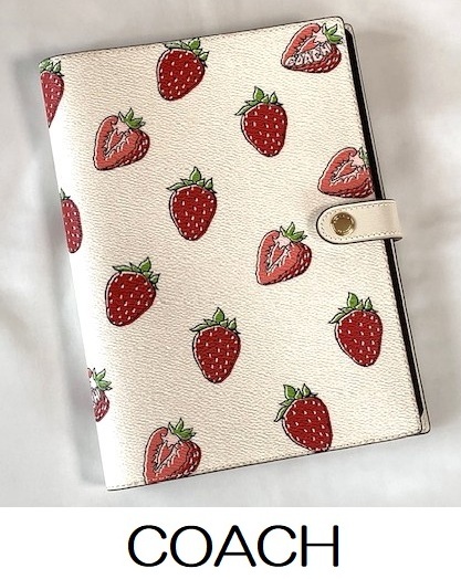 特価 とっても可愛い COACH コーチ ストロベリー いちご プリント PVC