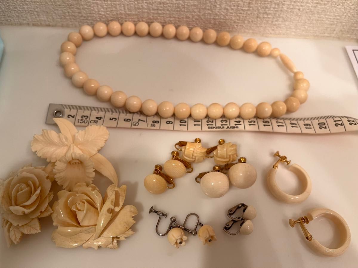 象牙風 象牙調 アクセサリー まとめ ブローチ イヤリング ネックレス