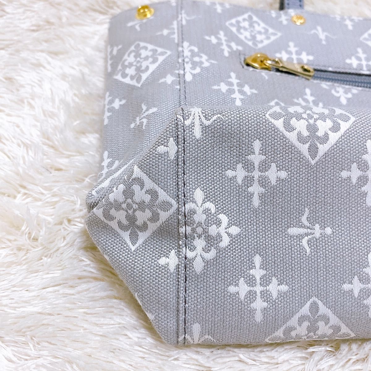 極美品 ラシット コットンジャガード ショッパー2wayショルダーバッグ