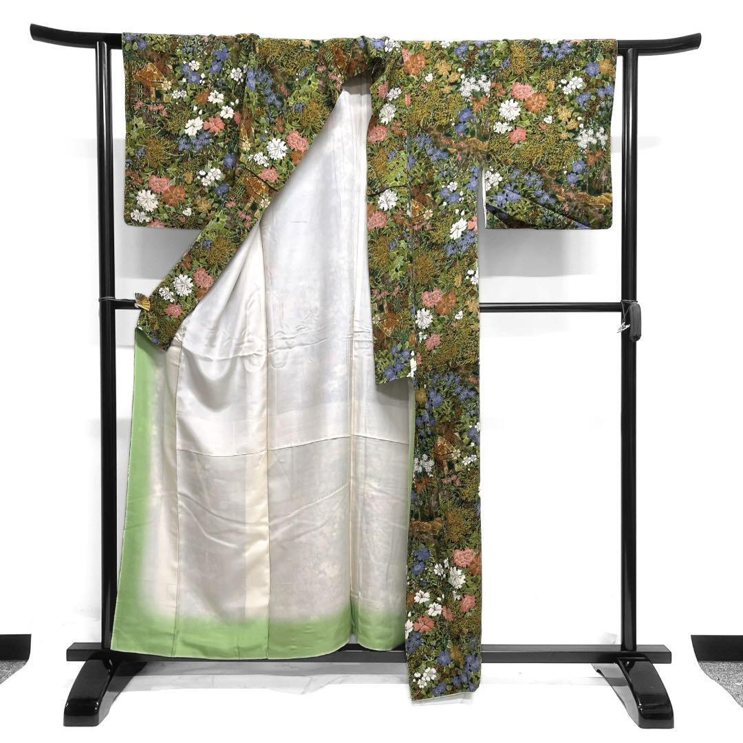 小紋 花模様 家屋 芙蓉 牡丹 桜 リーフ 着物 032a d｜Yahoo!フリマ（旧