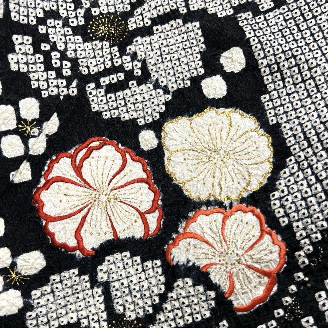 総絞り 金彩 花模様 モノトーン 振袖 成人式 晴れの日 着物 032a p