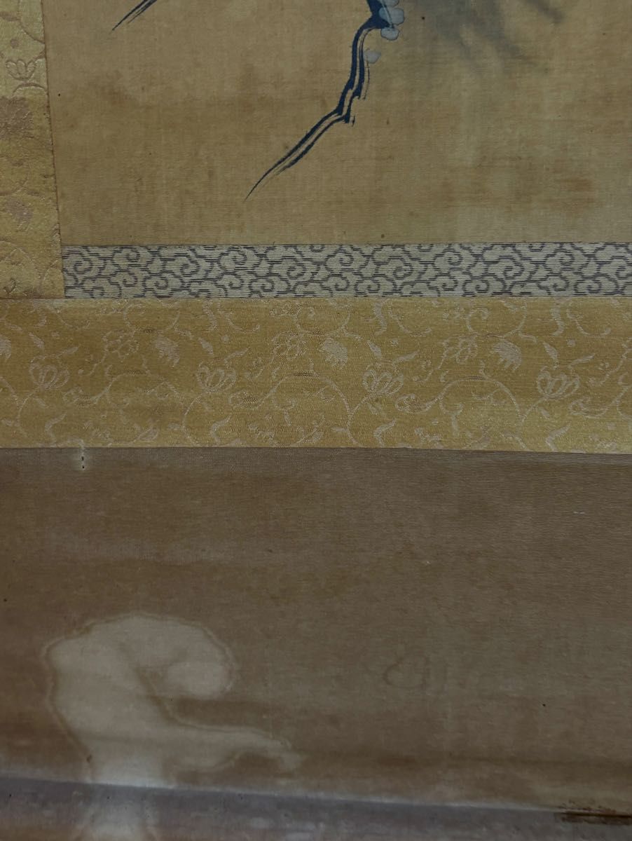 古い掛け軸 真作 西山翠峰「猛虎図」絹本 肉筆 日本画 掛軸 明治 年代