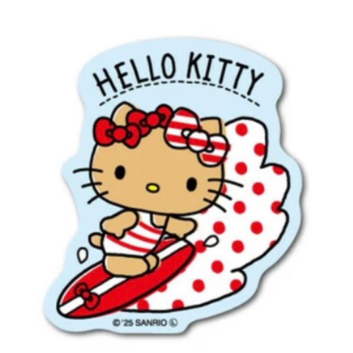 日焼けハローキティ ダイカットミニステッカー「 サーフィン 」 耐水