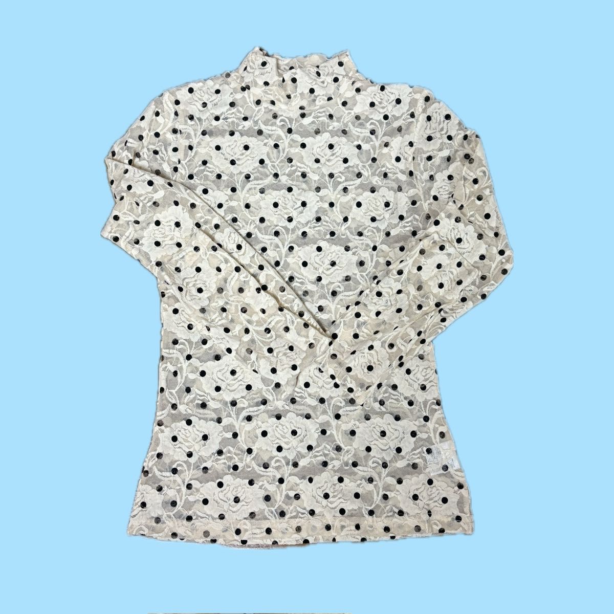 poppy シースルートップス ドット柄 ハイネック あさぎーにょ 総柄